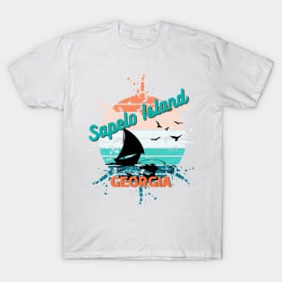 Sapelo Island Georgia Retro Vintage Sunset T-Shirt